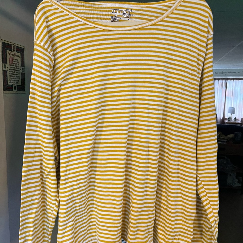 Yellow striped long sleeved tee
